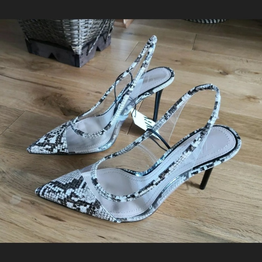 ZARA ANIMAL PRINT VINYL HIGH HEEL SHOES